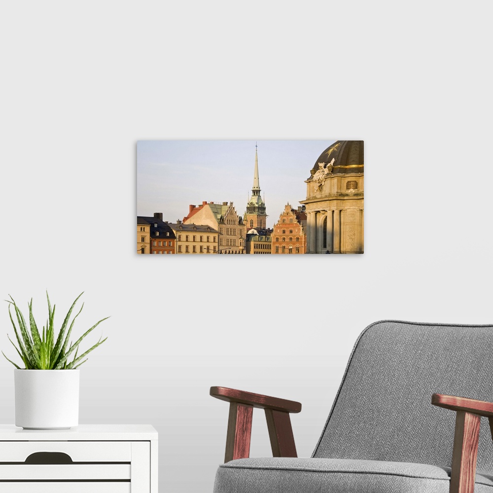 A modern room featuring Skyline of a city, Gamla Stan, Stockholm, Sweden