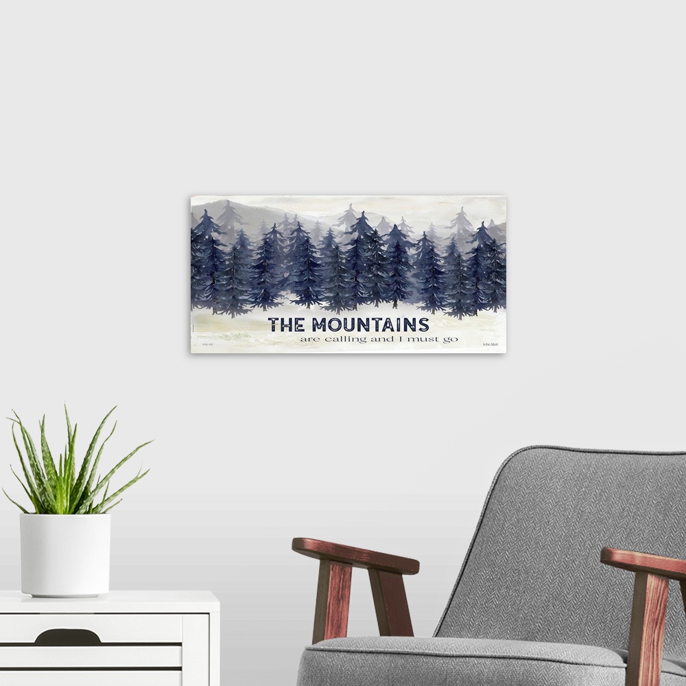 A modern room featuring Navy Trees The Mountains