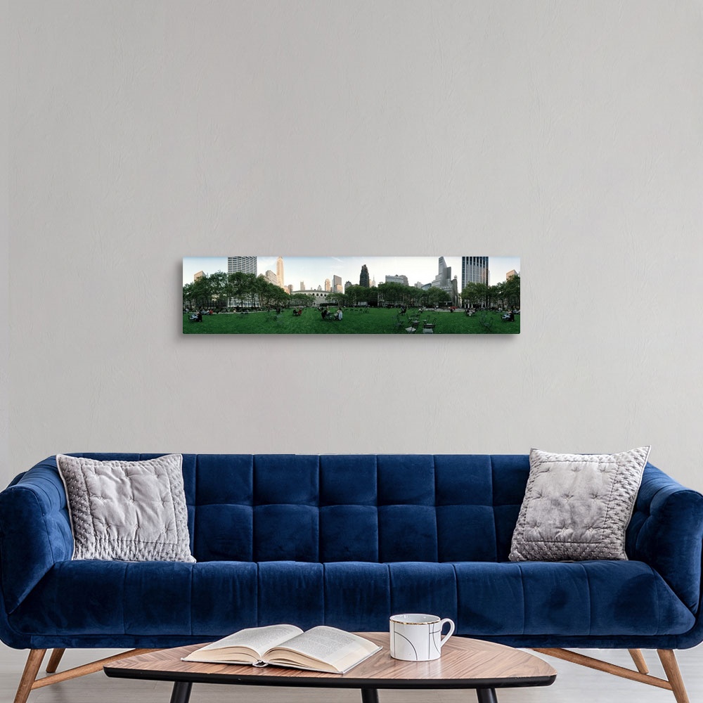 A modern room featuring 360 degree view of a public park Bryant Park Manhattan New York City New York State