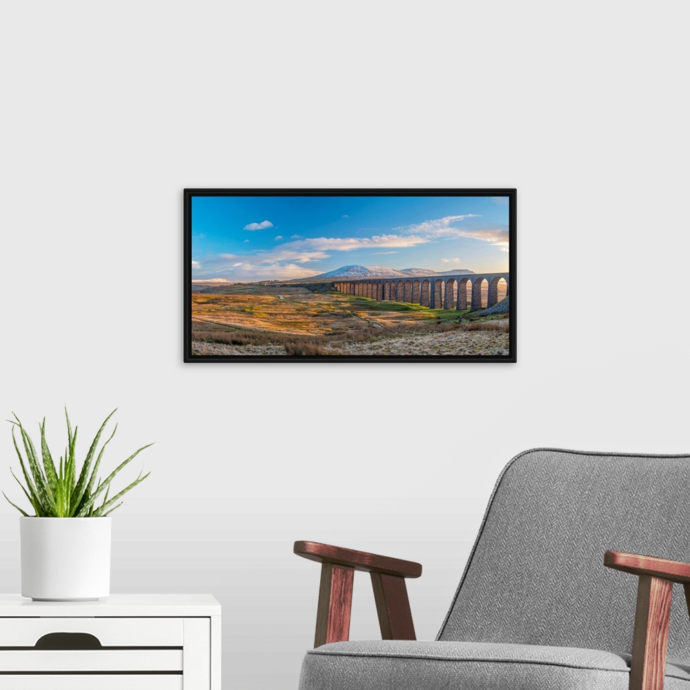 A modern room featuring UK, England, North Yorkshire, Ribblehead Viaduct And Ingleborough Mountain, One Of The Yorkshire ...