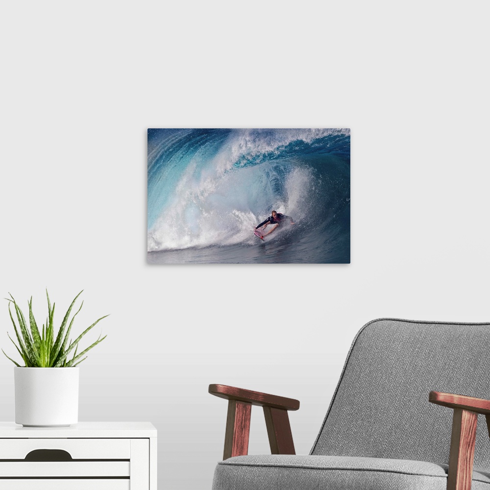 A modern room featuring A Wave Player