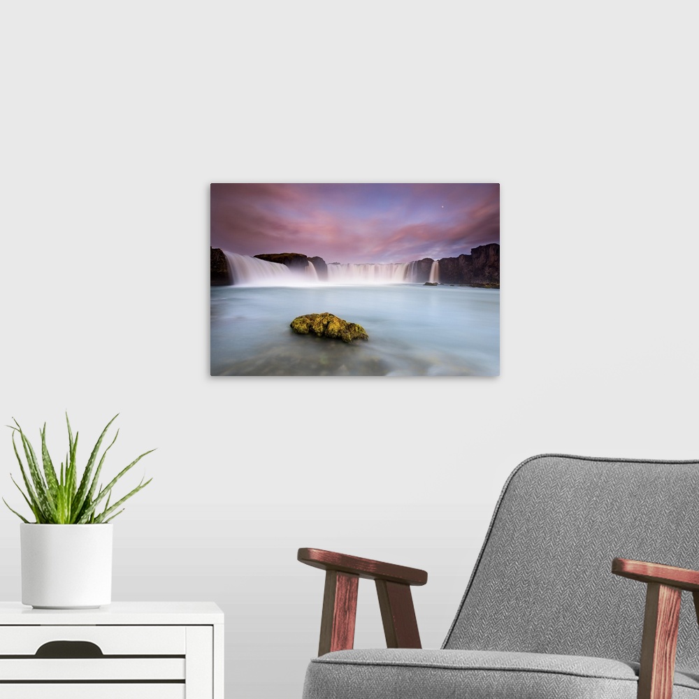 A modern room featuring Godafoss and The Moon