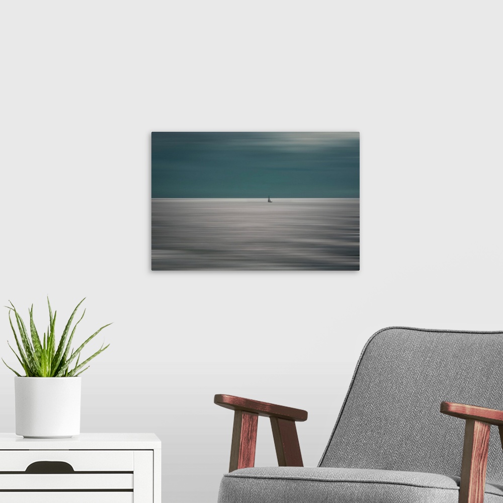 A modern room featuring Going For The Horizon