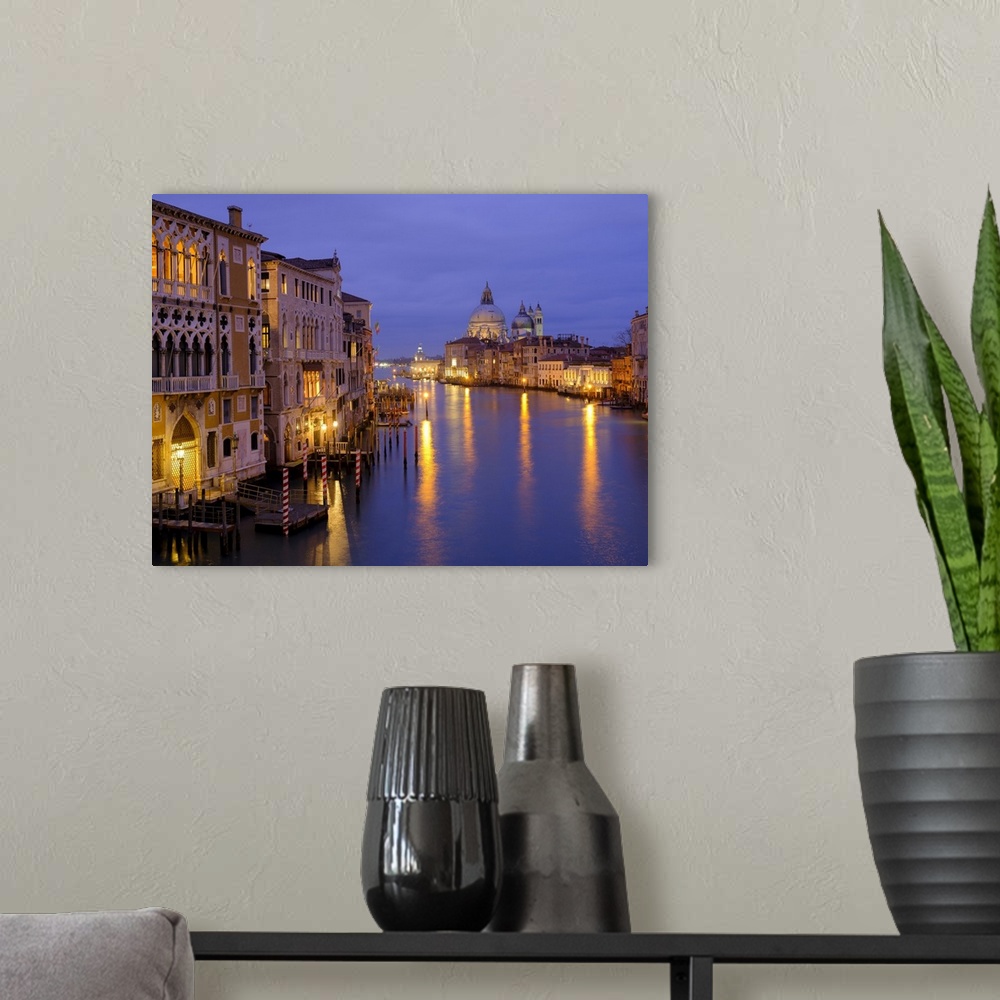 A modern room featuring A view along the Grand Canal in Venice towards Santa Maria della Salute.