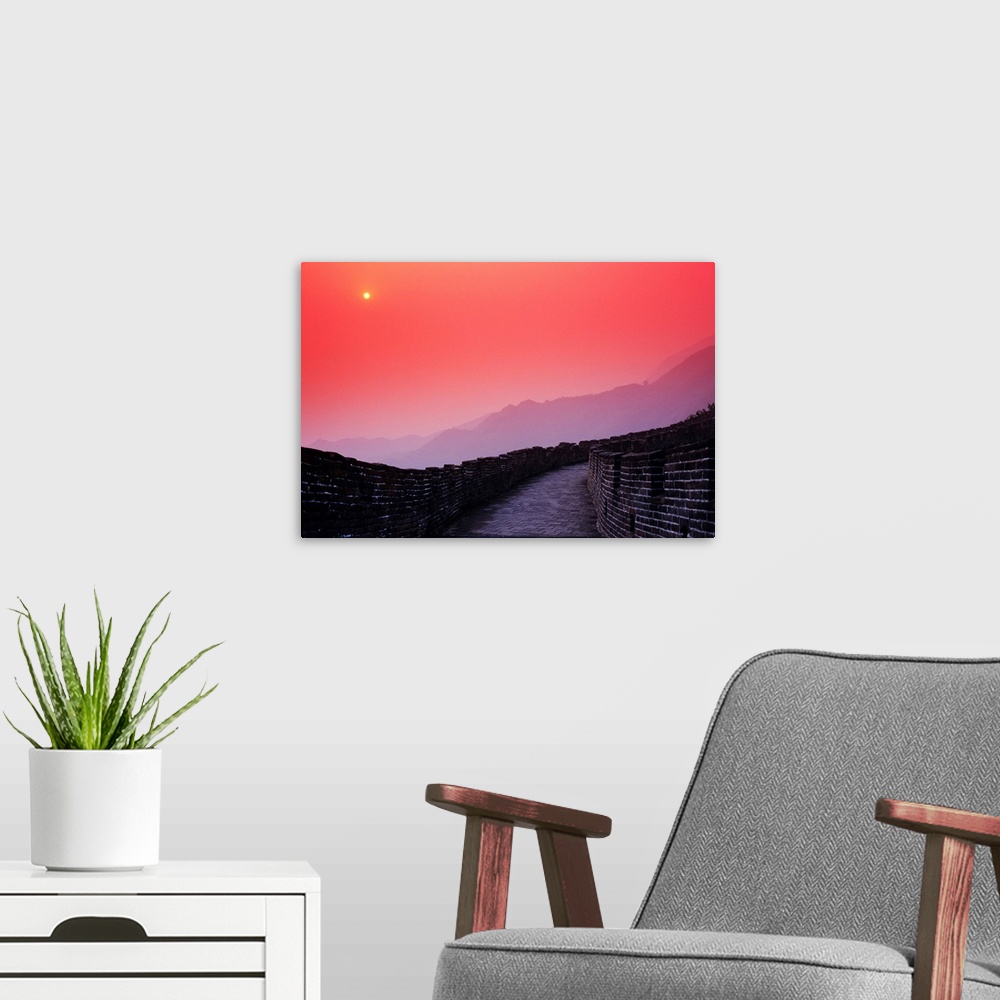 A modern room featuring China, Mu Tian Yu, The Great Wall Of China, Bright Red Sky And Distant Moon