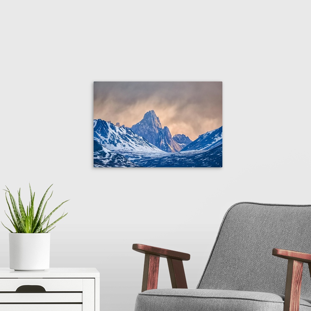 A modern room featuring The beautiful landscape viewed from the Dempster Highway during the Yukon summer, Yukon, Canada