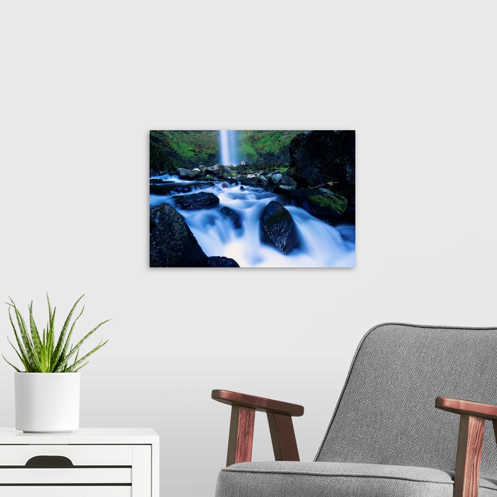 A modern room featuring Elowah Falls, Columbia River Gorge, Oregon, Usa