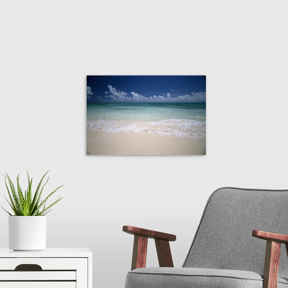 A modern room featuring Hawaii, Ocean Shoreline Sand, Blue Sky With Clouds On Horizon
