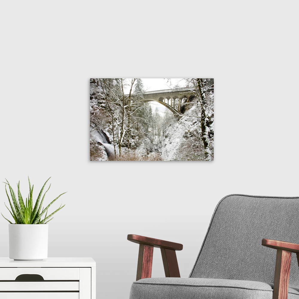 A modern room featuring Winter, Shepperd's Dell, Columbia River Gorge, Oregon, USA