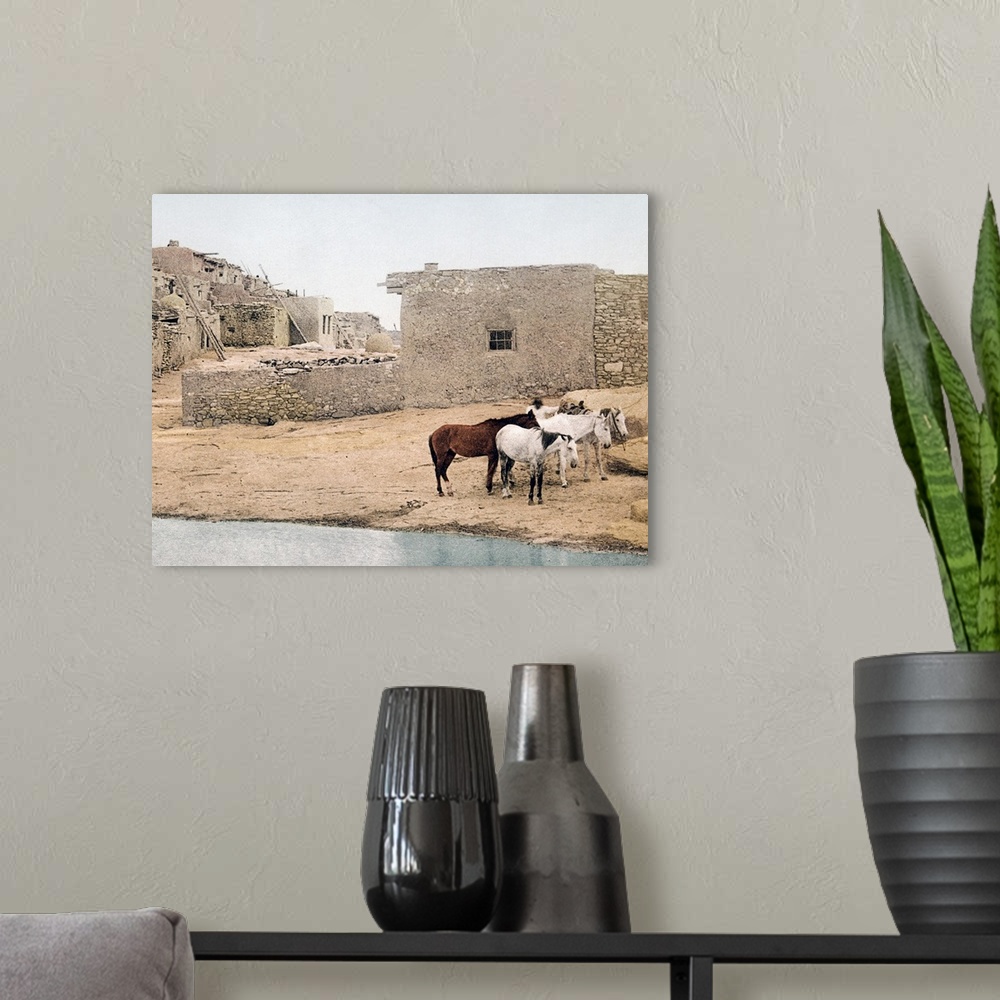 A modern room featuring Acoma New Mexico Vintage Photograph