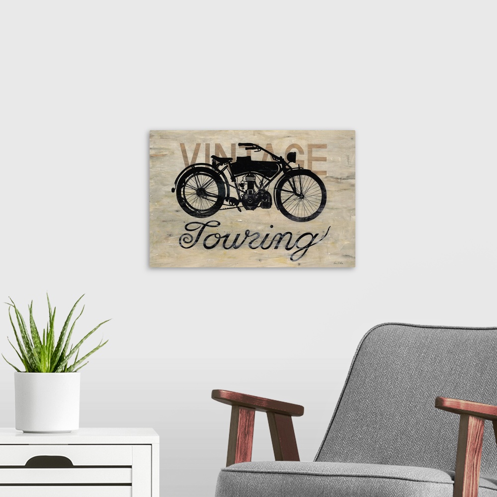 A modern room featuring Vintage Touring Bike