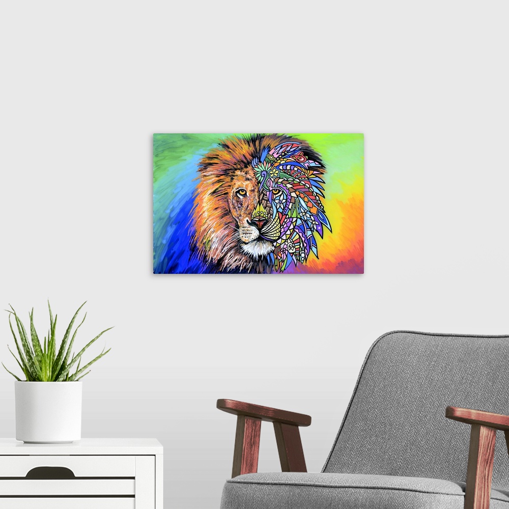 A modern room featuring Animals Of Pride - Lion