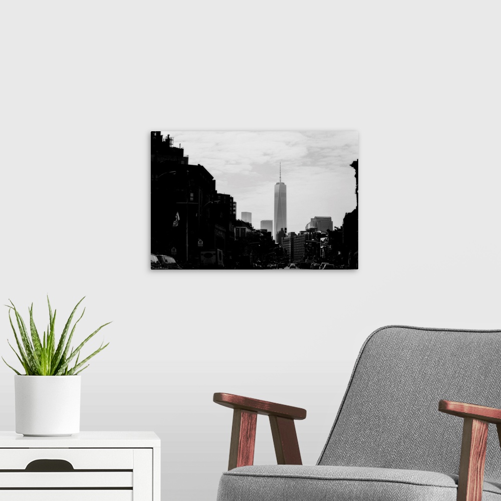 A modern room featuring Freedom Tower Black And White