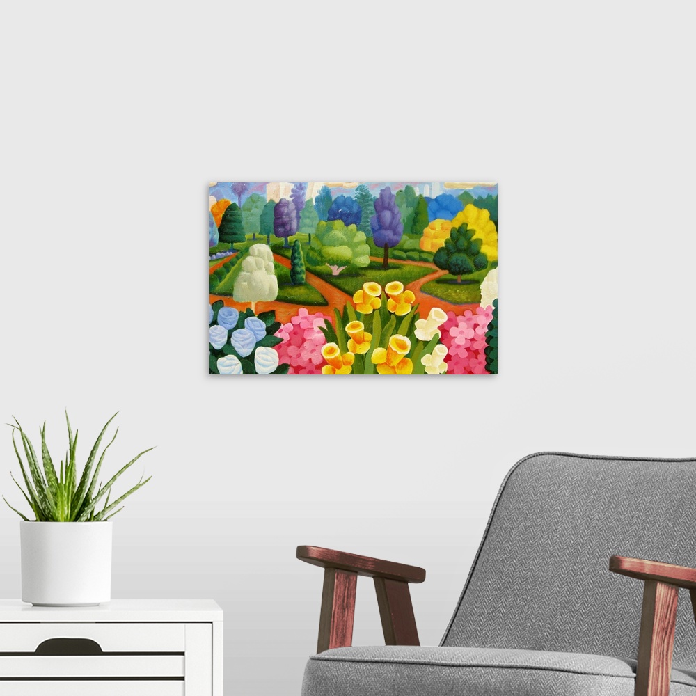 A modern room featuring Painting inspired by New York Botanical Garden.
