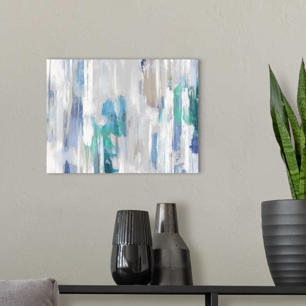 A modern room featuring Abstract Blue Scratch