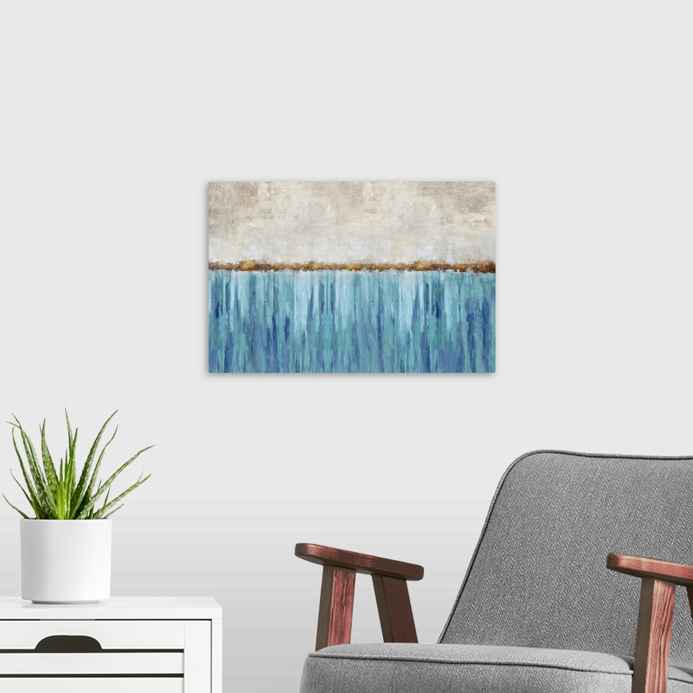 A modern room featuring Abstract Horizon I X2
