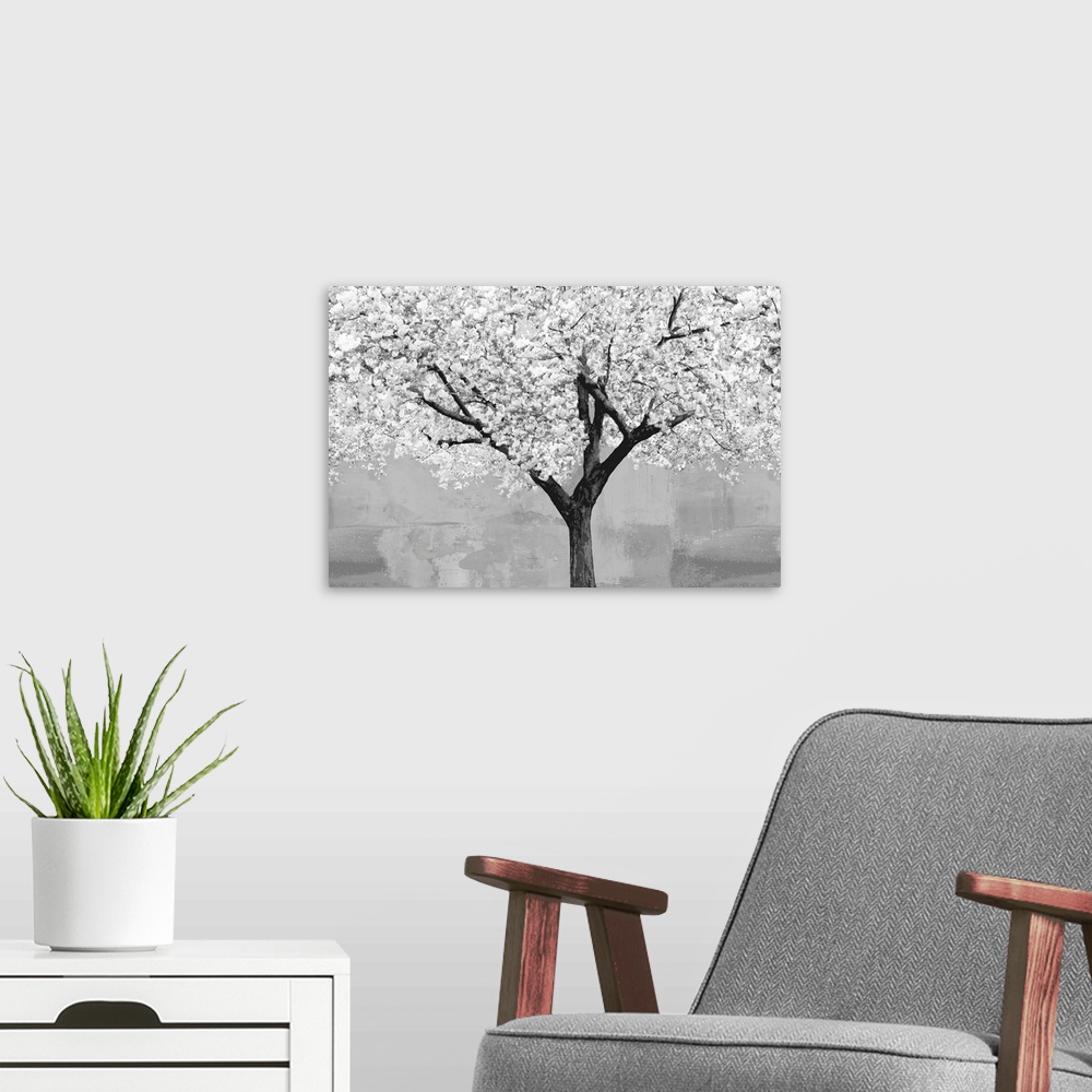 A modern room featuring Cherry Blossoms Tree BW