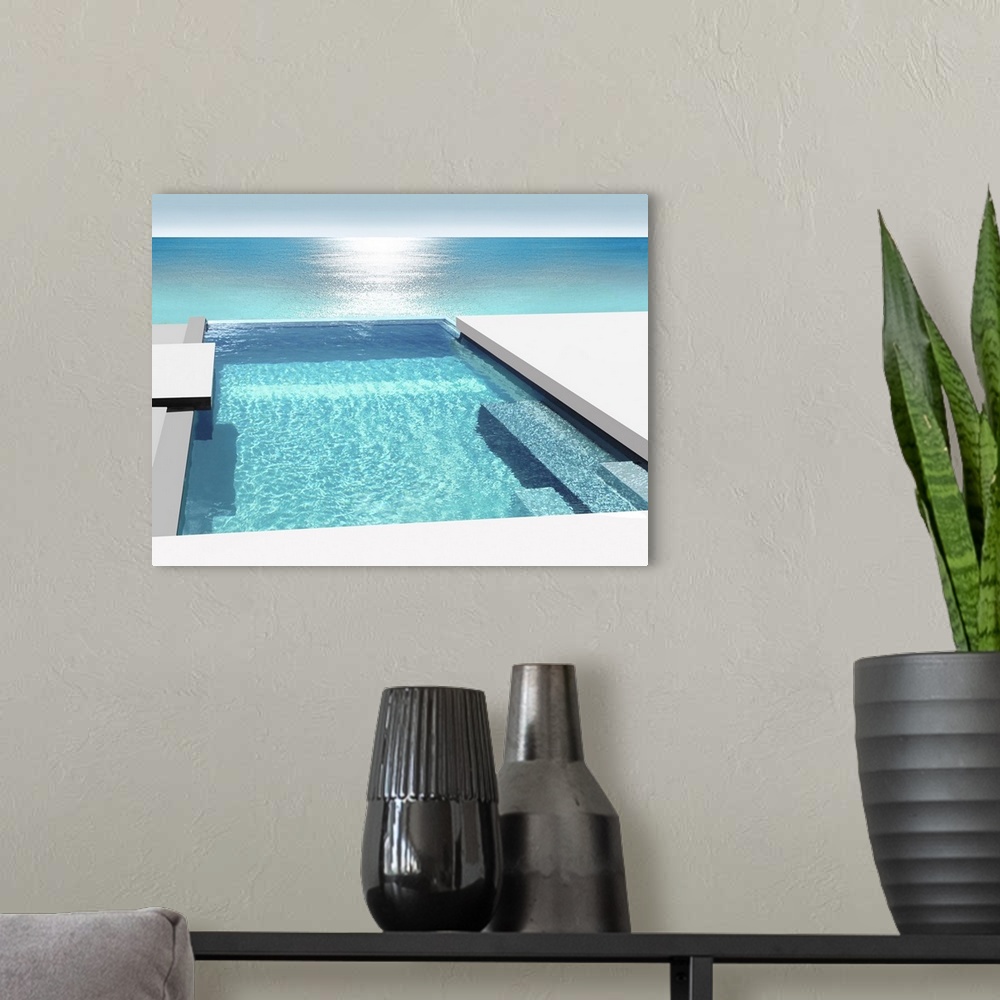 A modern room featuring Pool Scape II