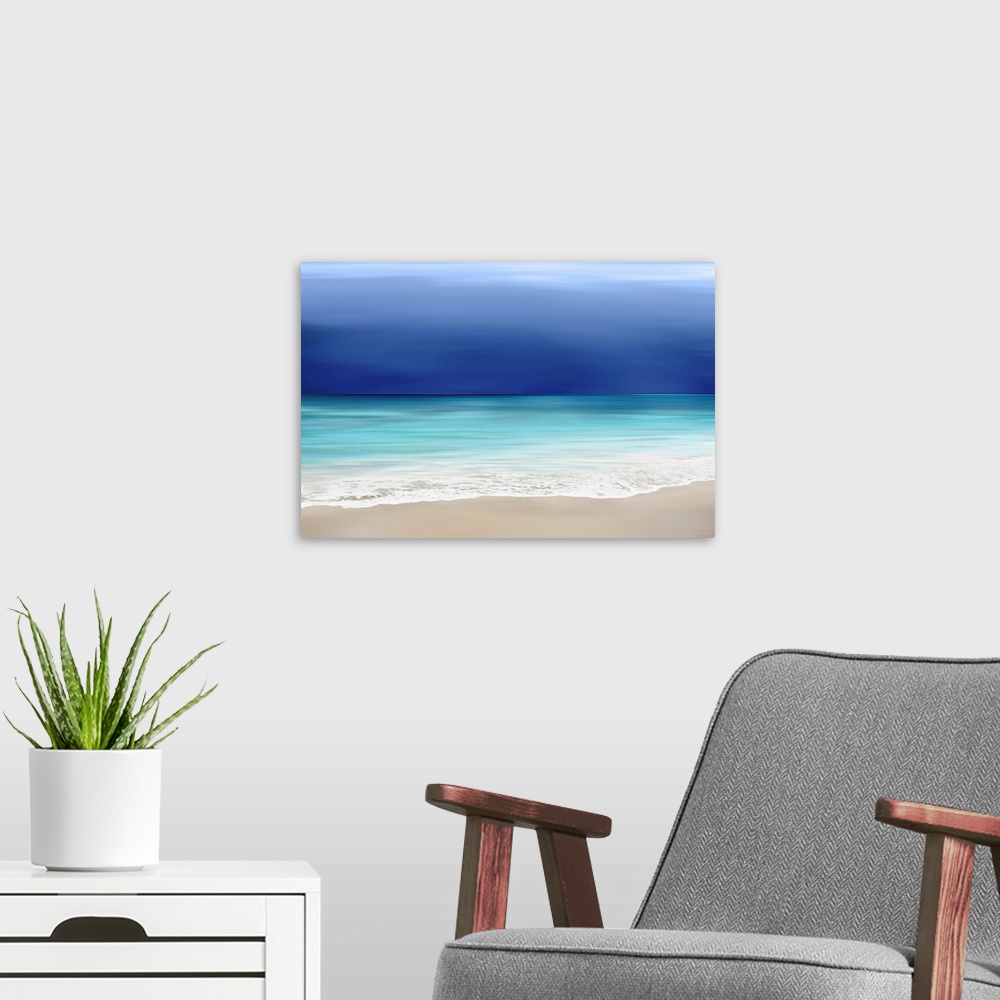 A modern room featuring Sunset Beach Blues