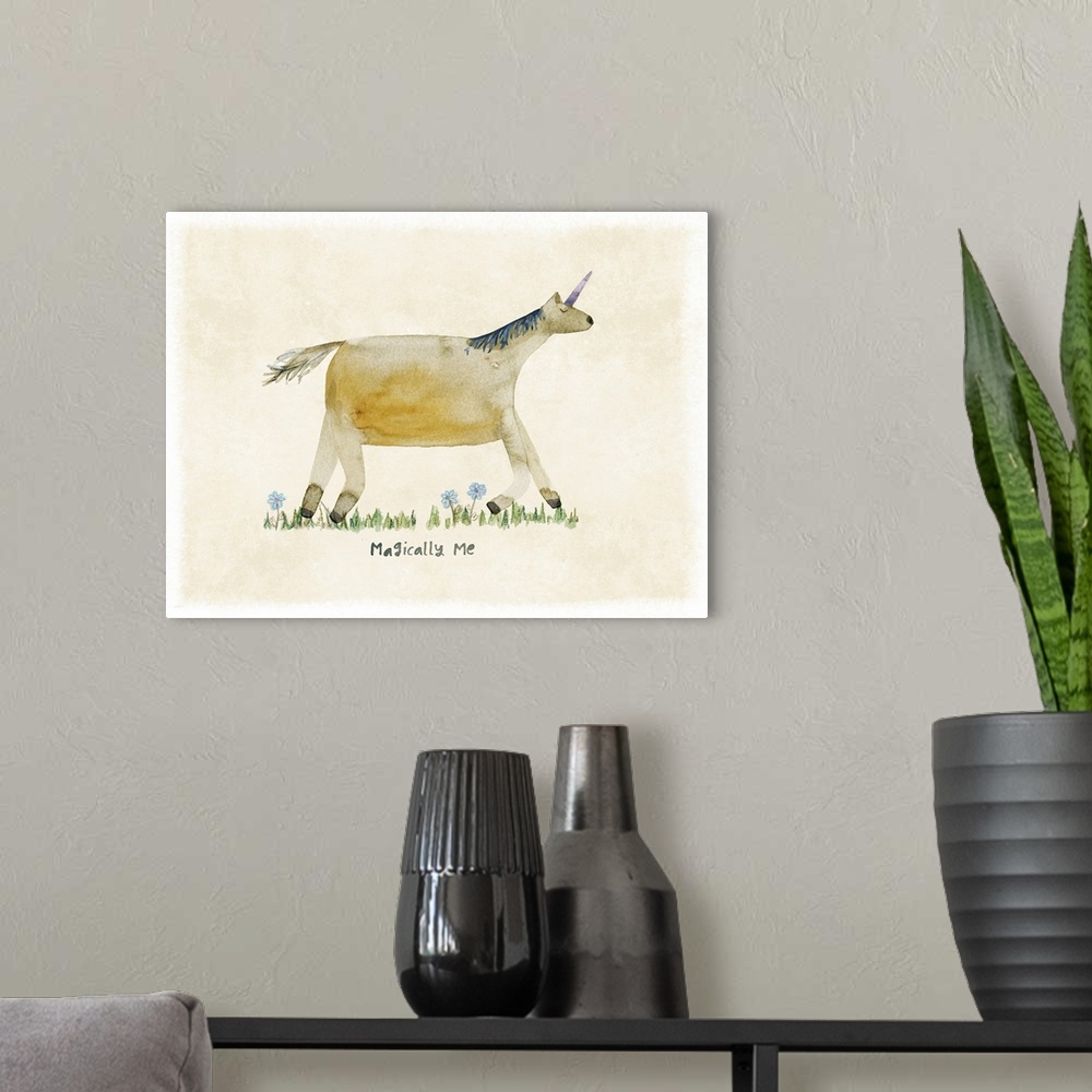 A modern room featuring Whimsy abounds in this sweet depiction for a magical unicorn.