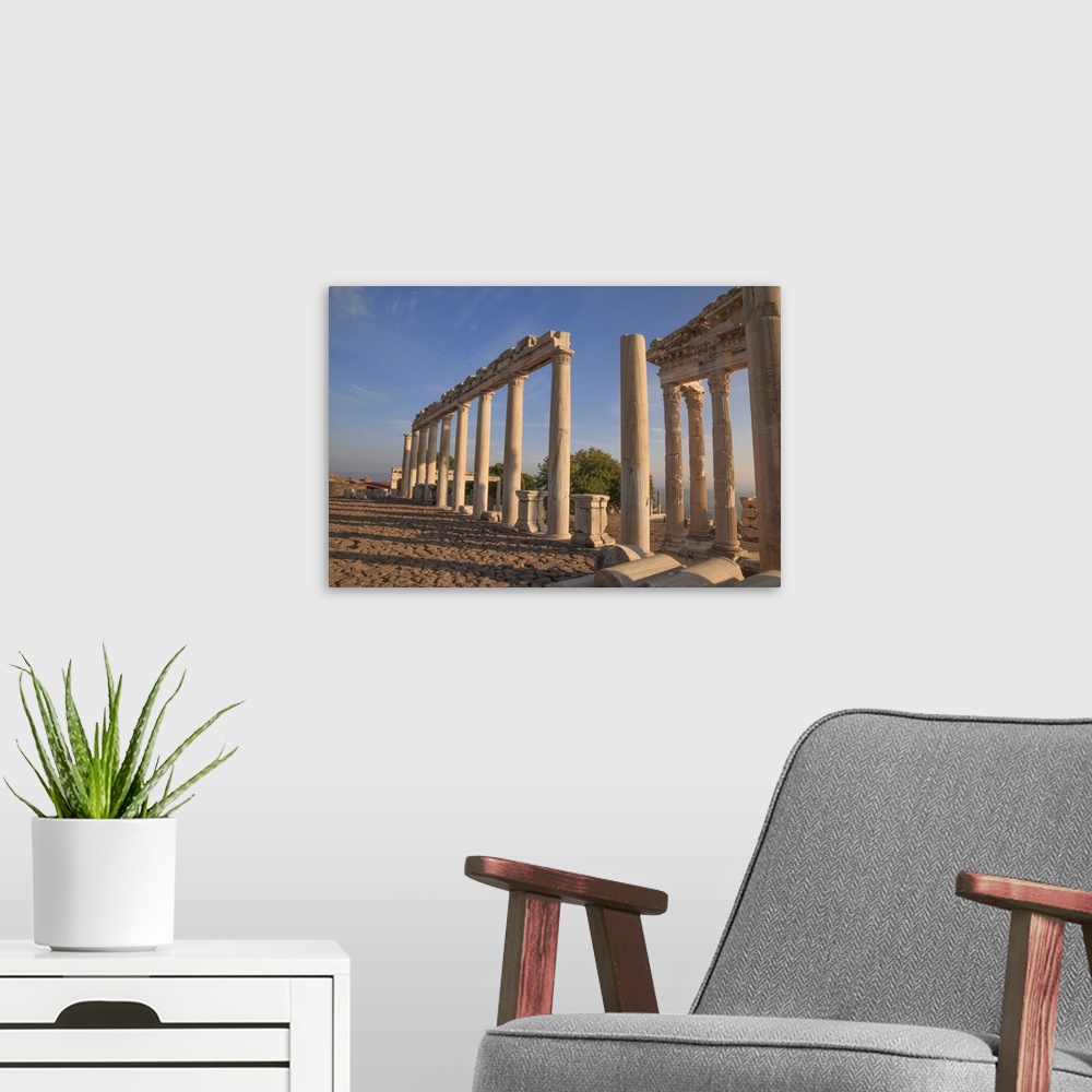 A modern room featuring Turkey, Izmir Province, Bergama, Pergamon. Ancient cultural center. Temple of Trajan on the acrop...