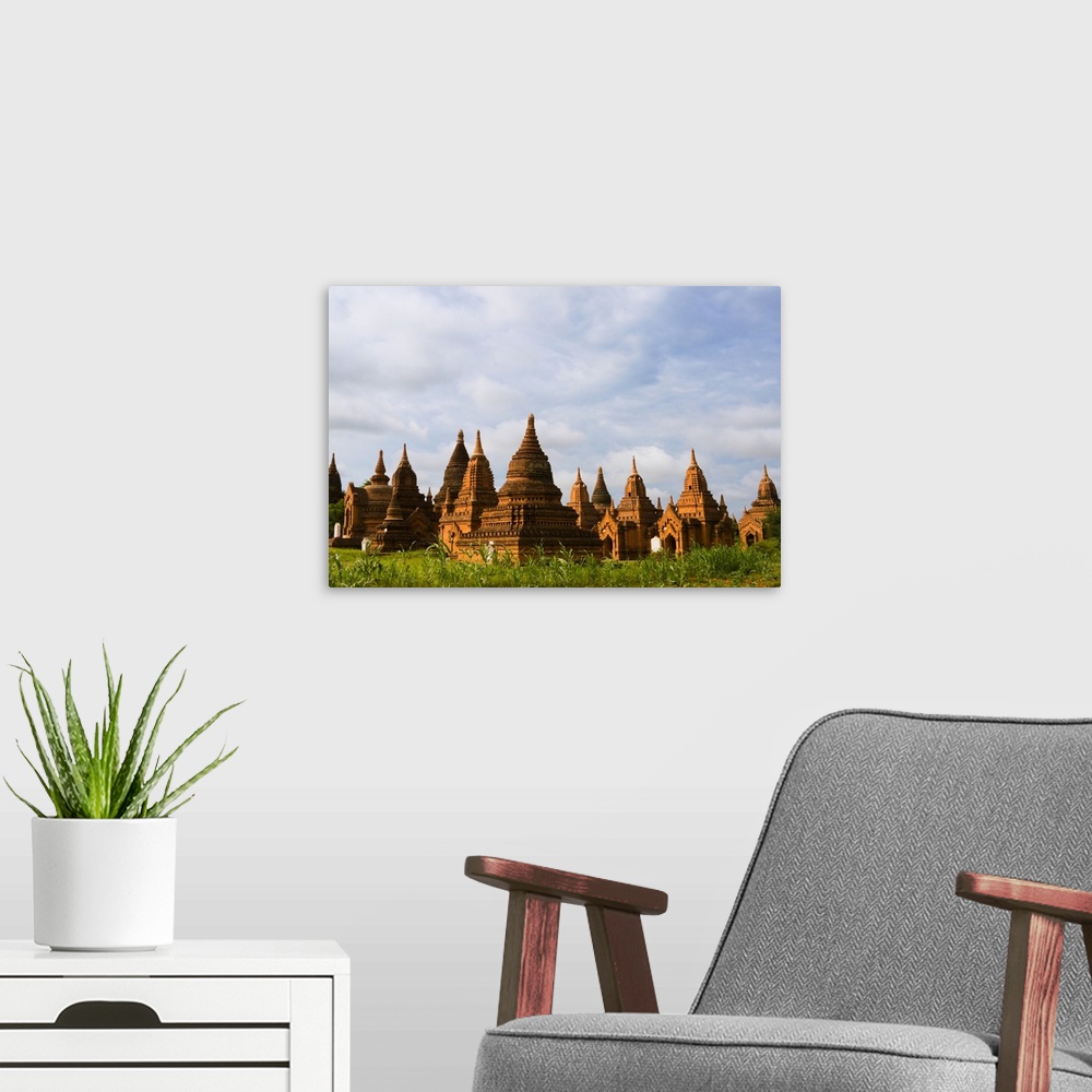 A modern room featuring Ancient temple and pagoda at sunrise , Bagan, Mandalay Region, Myanmar