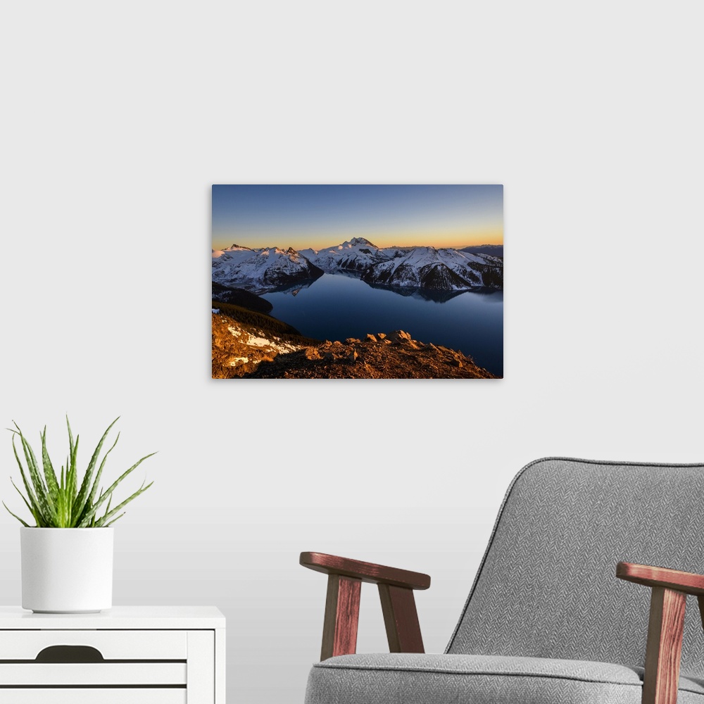 A modern room featuring Canada, British Columbia, Garibaldi Provincial Park. Panorama Ridge at sunset.
