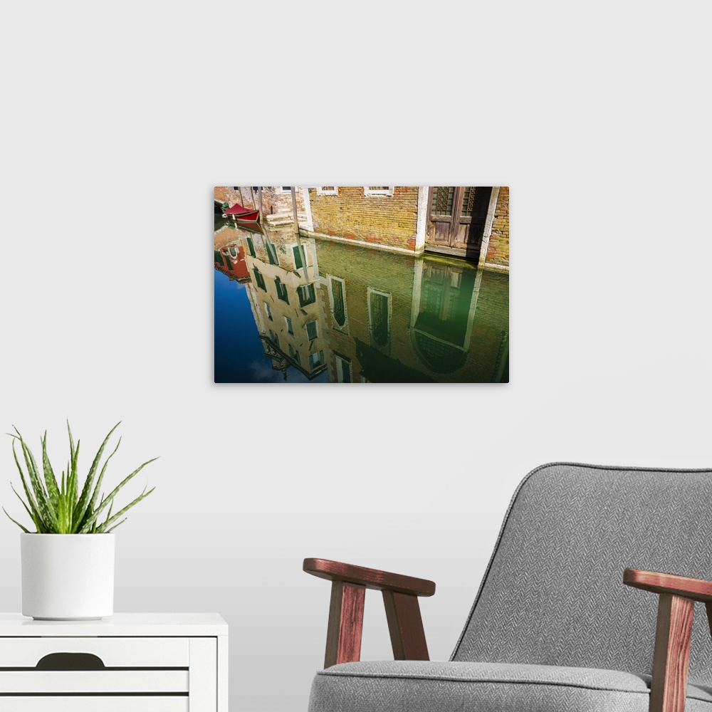 A modern room featuring Canal reflections, Venice, Veneto, Italy.