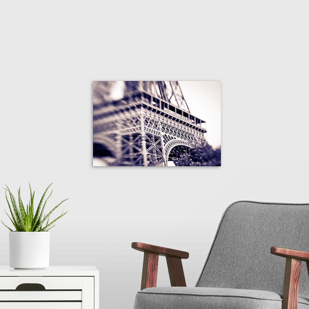 A modern room featuring Detail of the Eiffel Tower, Paris, France.