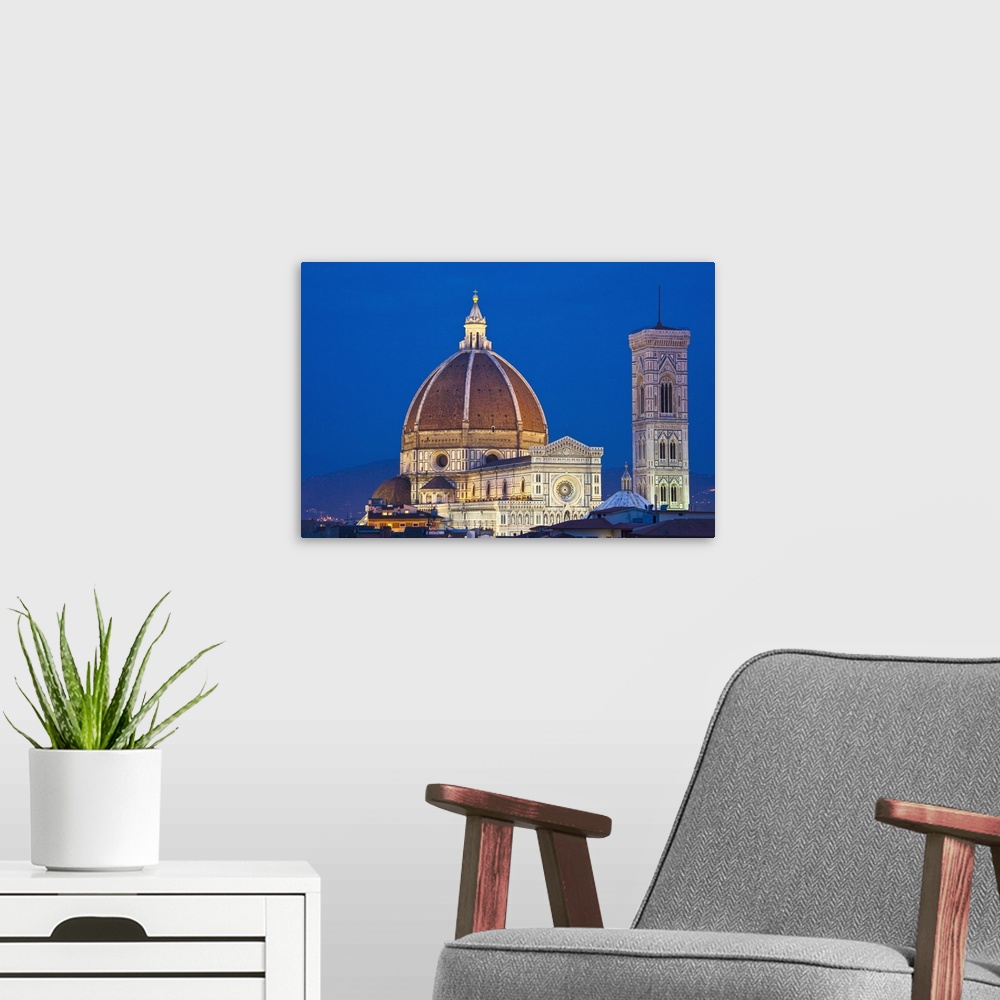 A modern room featuring Europe, Italy, Florence.  Dome of Santa Maria del Fiore Cathedral at night.