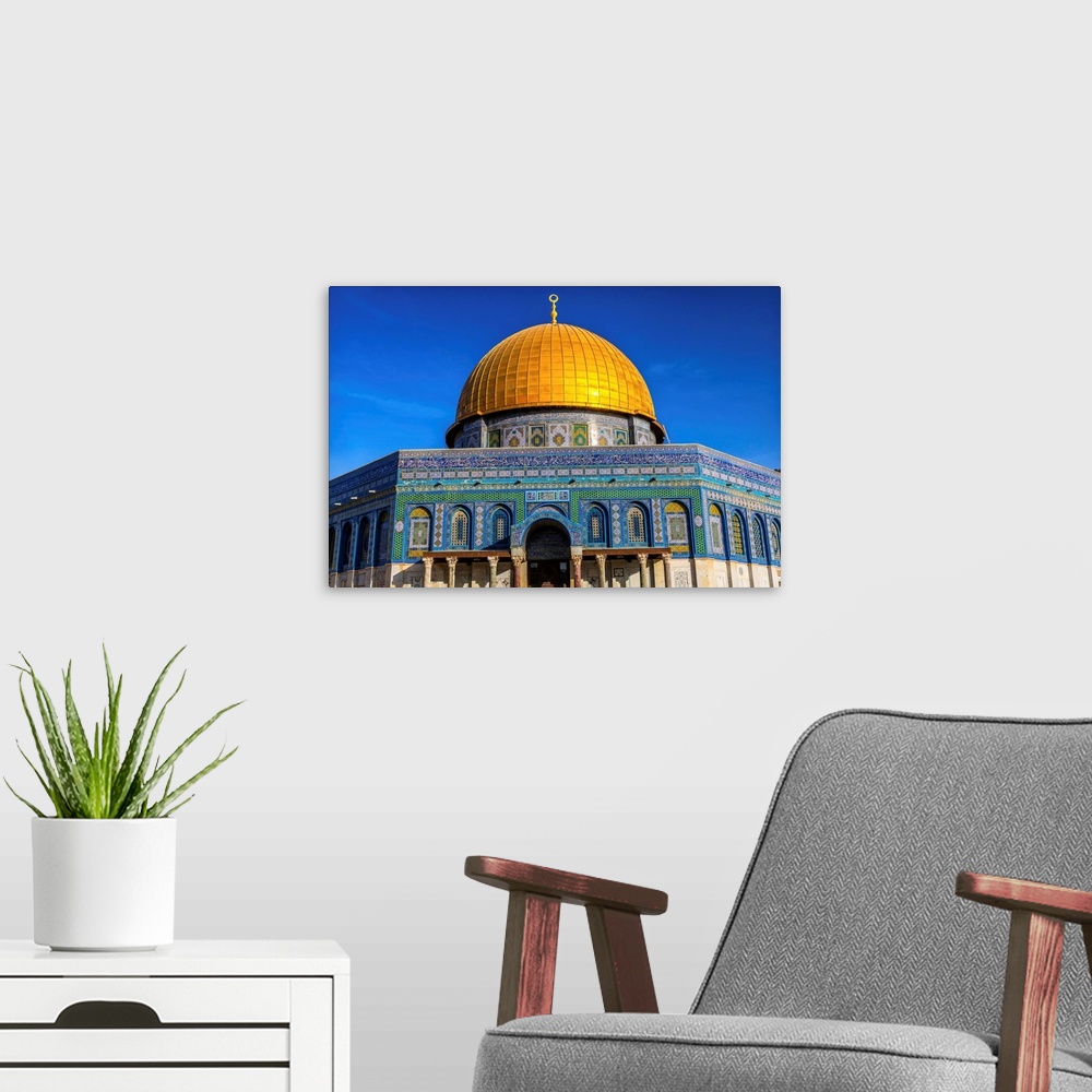 A modern room featuring Dome of the Rock Islamic Mosque Temple Mount Jerusalem Israel. Built in 691 One of most sacred sp...