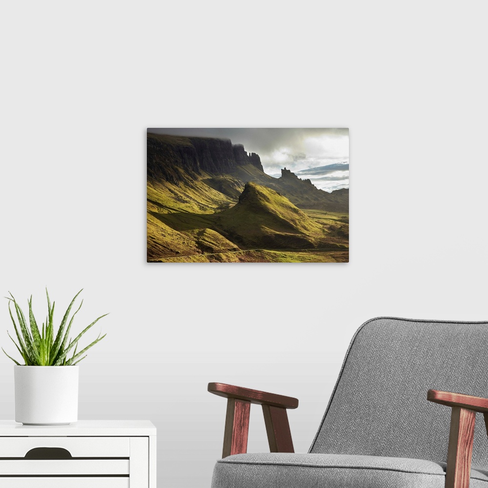 A modern room featuring Early light on The Quiraing, Isle of Skye, Scotland, United Kingdom