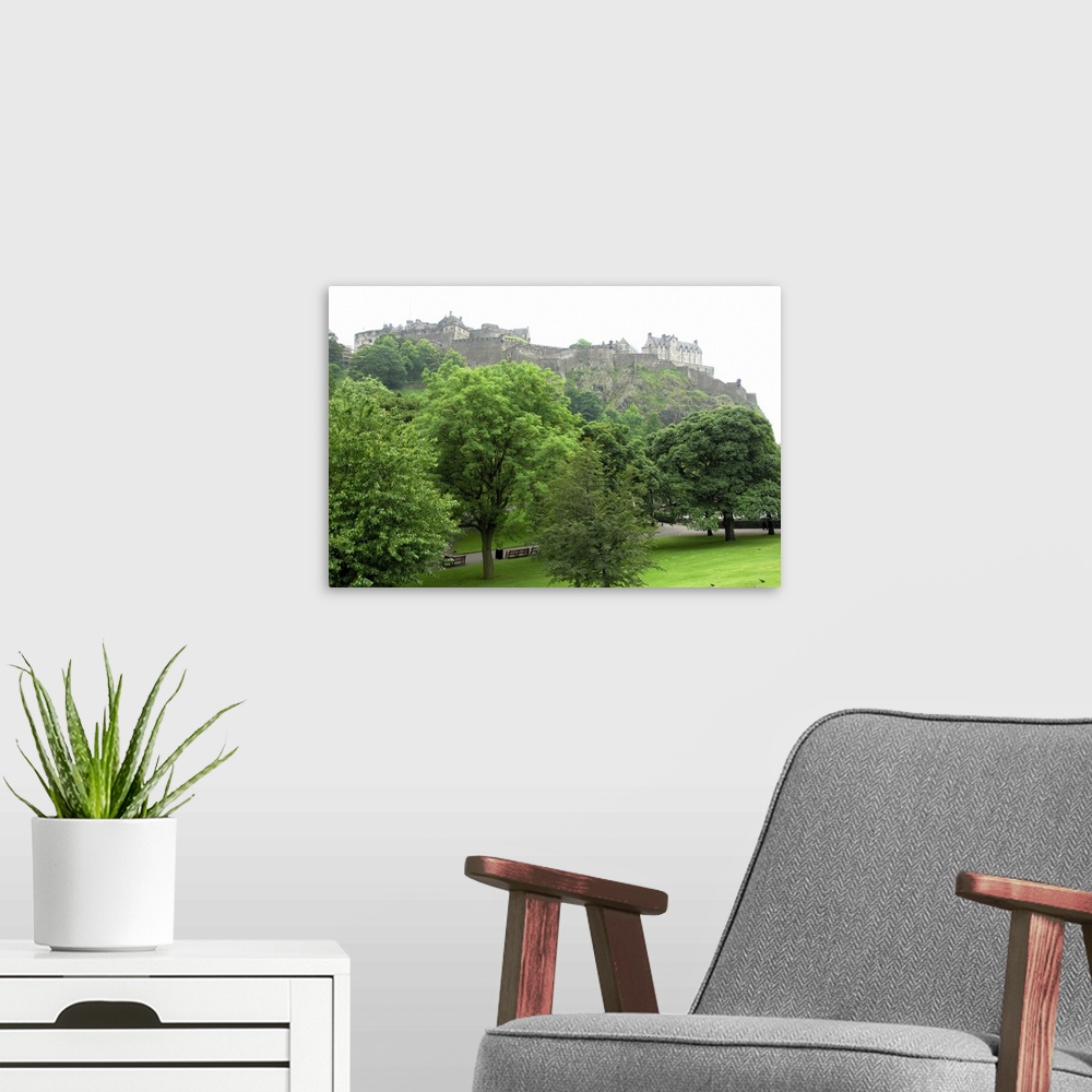 A modern room featuring Europe, Scotland, Edinburgh. View of Edinburgh Castle from the Princess Street Gardens