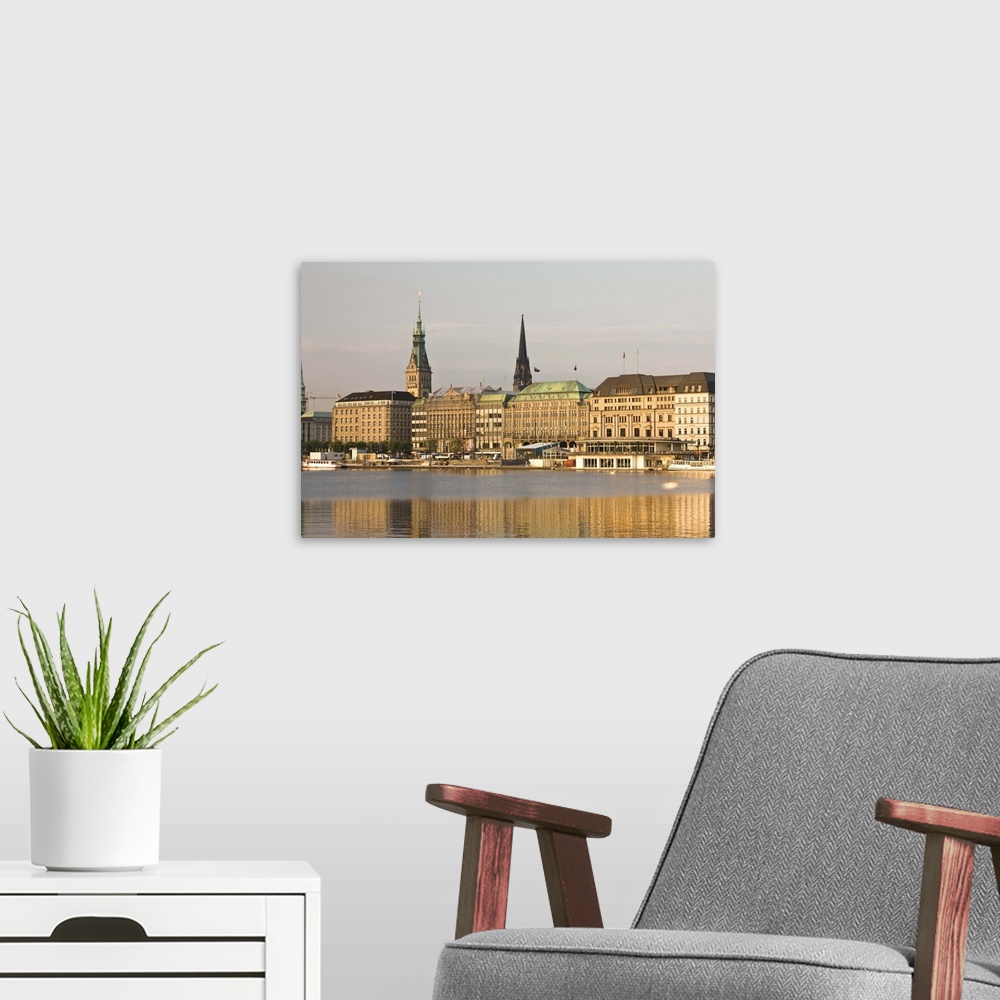 A modern room featuring Germany, State of Hamburg, Hamburg. City from Binnenalster Lake.