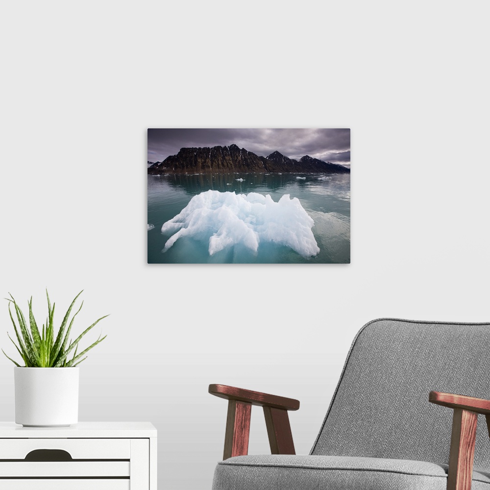 A modern room featuring Norway, Svalbard, Spitsbergen, Iceberg floating in Lillieh kfjorden in Krossfjorden on summer mor...