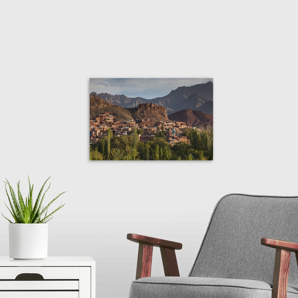A modern room featuring Iran, Central Iran, Abyaneh, elevated village view, dawn