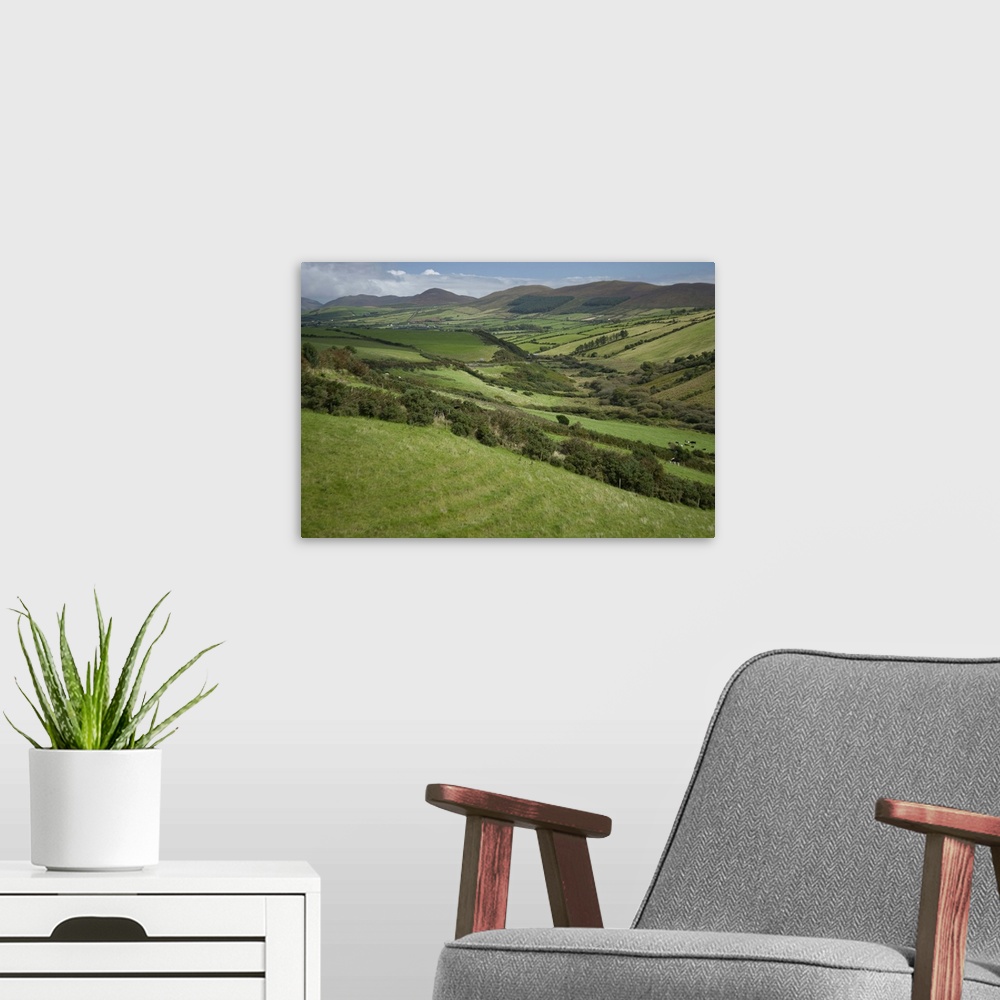 A modern room featuring Irish Countryside, Ireland, Farms, Landscape, Scenic, Hills, Valley