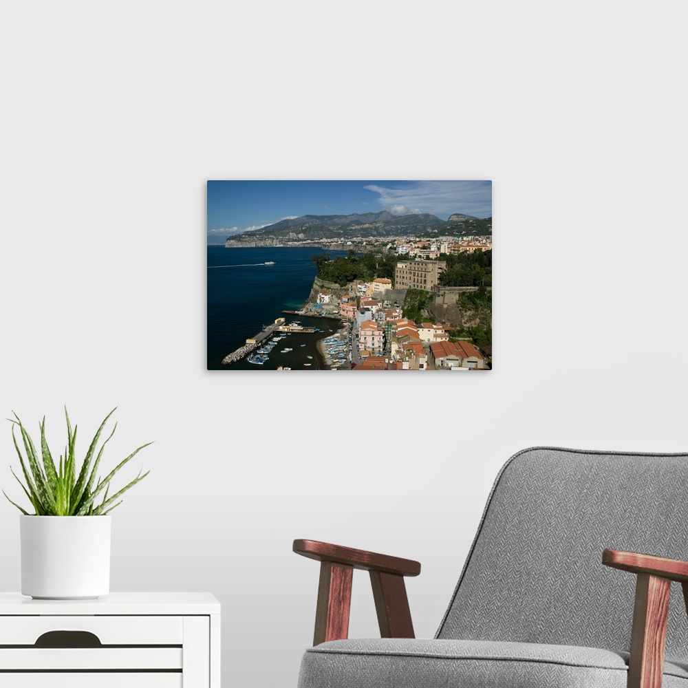 A modern room featuring ITALY-Campania-(Sorrento Peninsula)-SORRENTO:.View of Marina Grande Area/ Daytime... Walter Bibik...