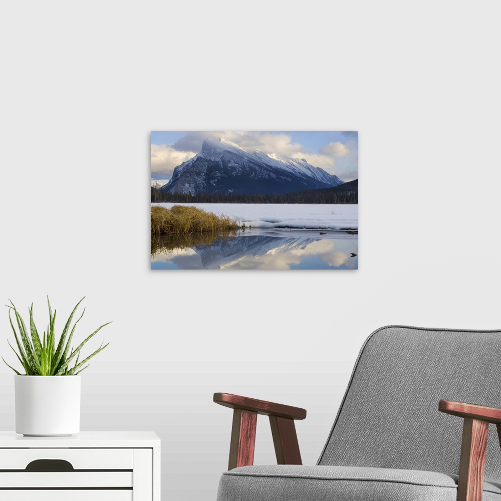 A modern room featuring Mount Rundle and Vermillion Lake, Banff National Park, Alberta, Rocky Mountains