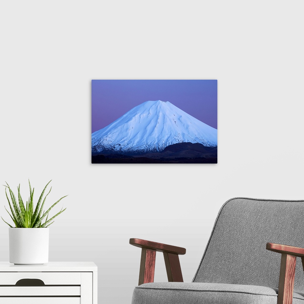 A modern room featuring Mt Ngauruhoe at dawn, Tongariro National Park, Central Plateau, North Island, New Zealand