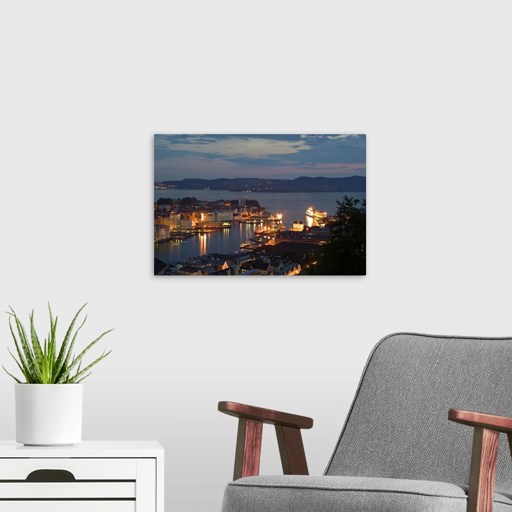 A modern room featuring Overlooking Bergen and the North Sea from Mount Floyen,