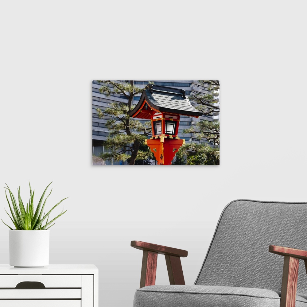 A modern room featuring Red lantern in Fushimi Inari Shrine, Kyoto, Japan