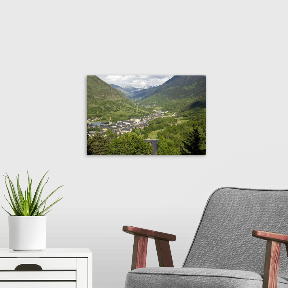 A modern room featuring Spain, Catalonia, Aran Valley, Vielha. Ski resort area in the Pyrenees.