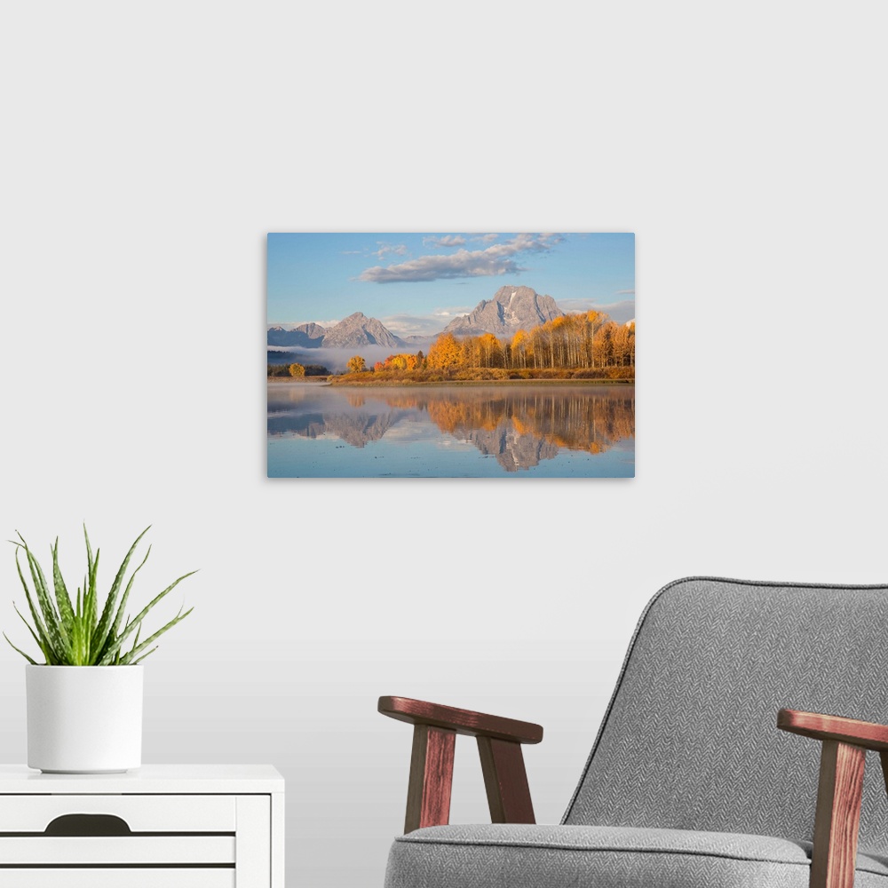 A modern room featuring Sunrise at Oxbow Bend in fall, Grand Teton National Park, WY