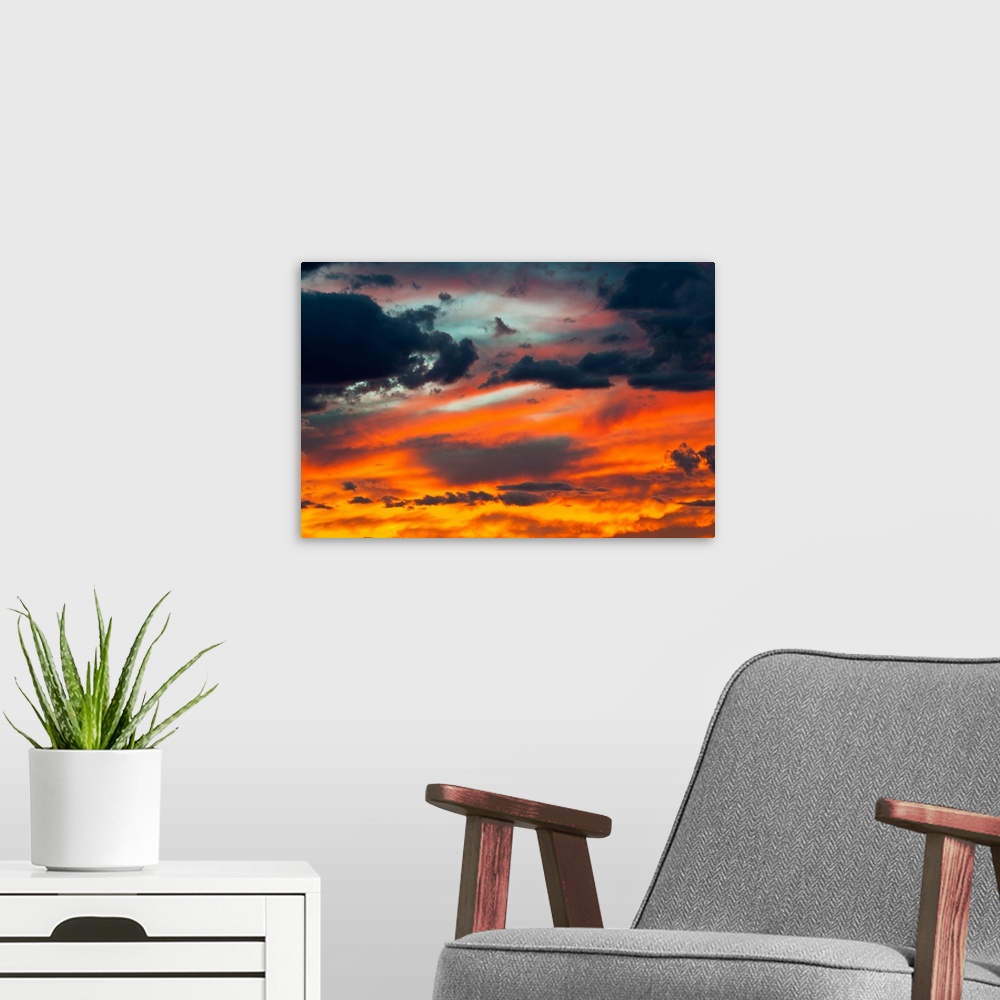 A modern room featuring North America, USA, Arizona, Sunset over Page.