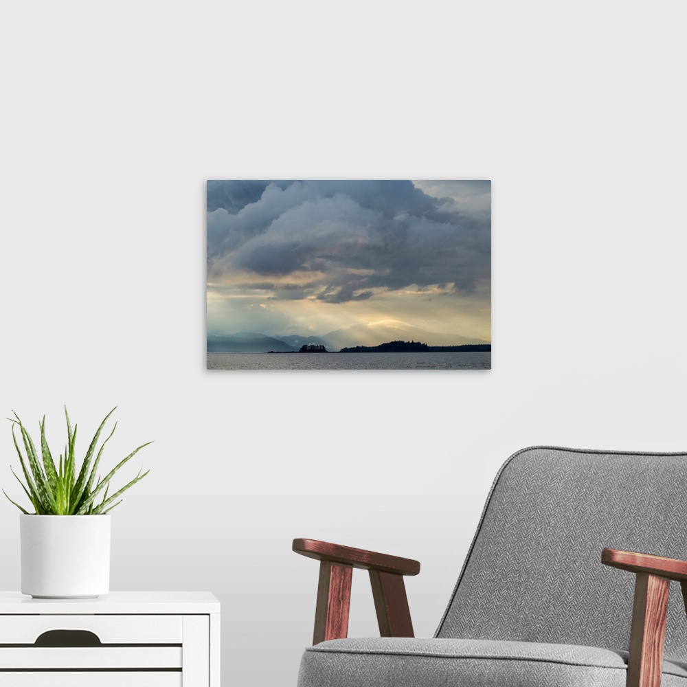 A modern room featuring USA, Alaska, Tongass National Forest. God rays and landscape.