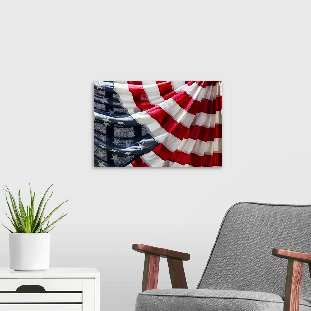 A modern room featuring USA, Massachusetts, Manchester By The Sea, Fourth of July, US flags