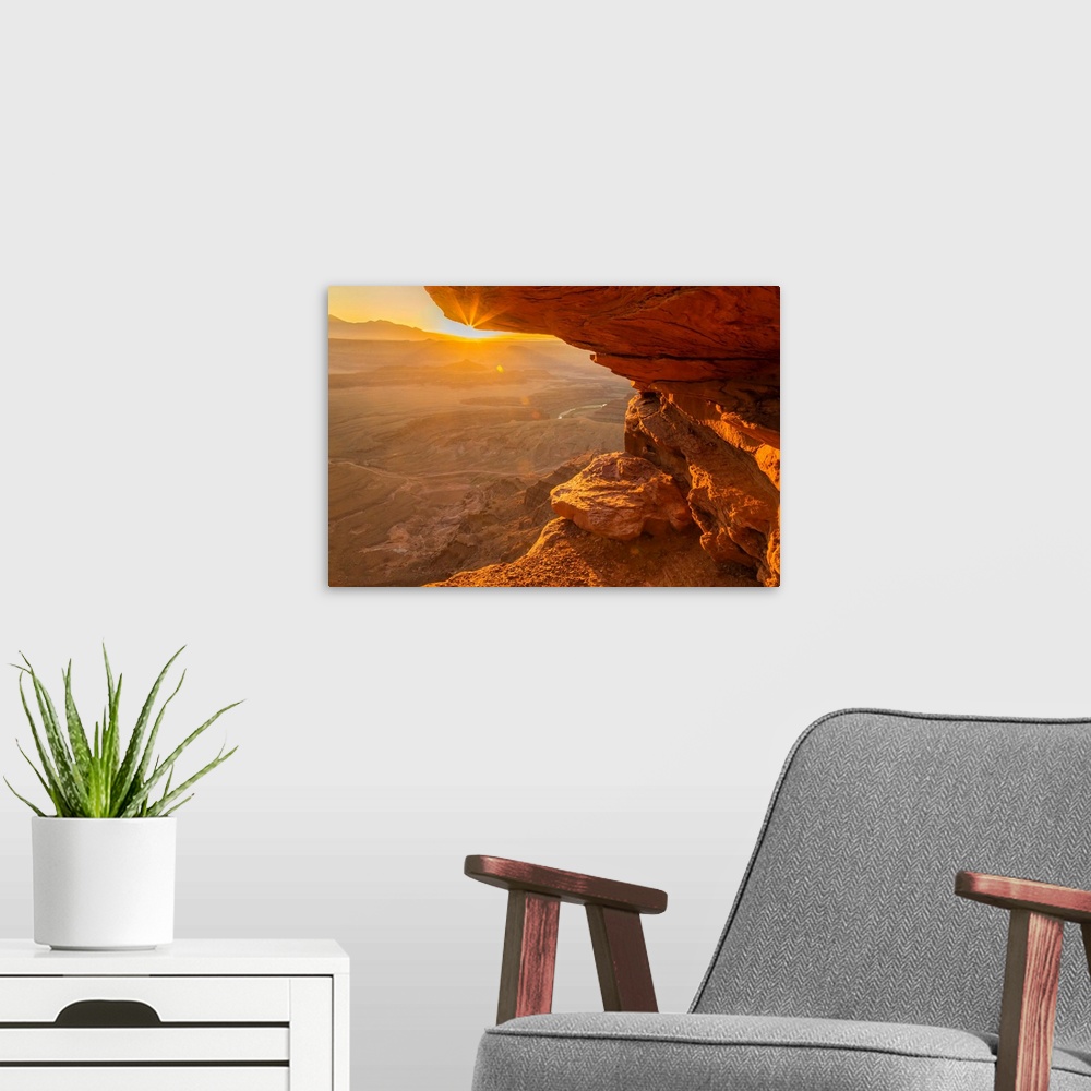 A modern room featuring USA, Utah, Dead Horse Point State Park. Sunrise on rock formations.