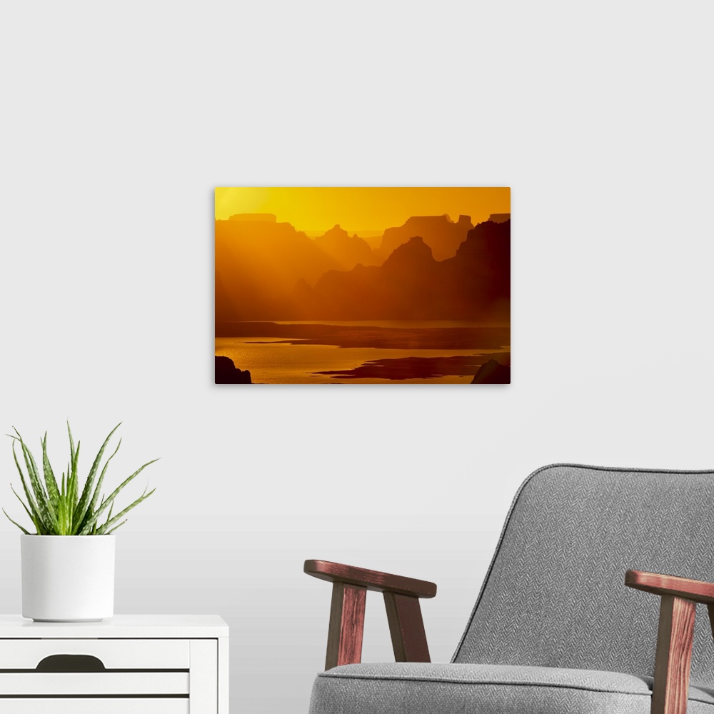 A modern room featuring North America, USA, Utah, Glen Canyon National Recreation Area.  View from Alstrom Point Overlook...