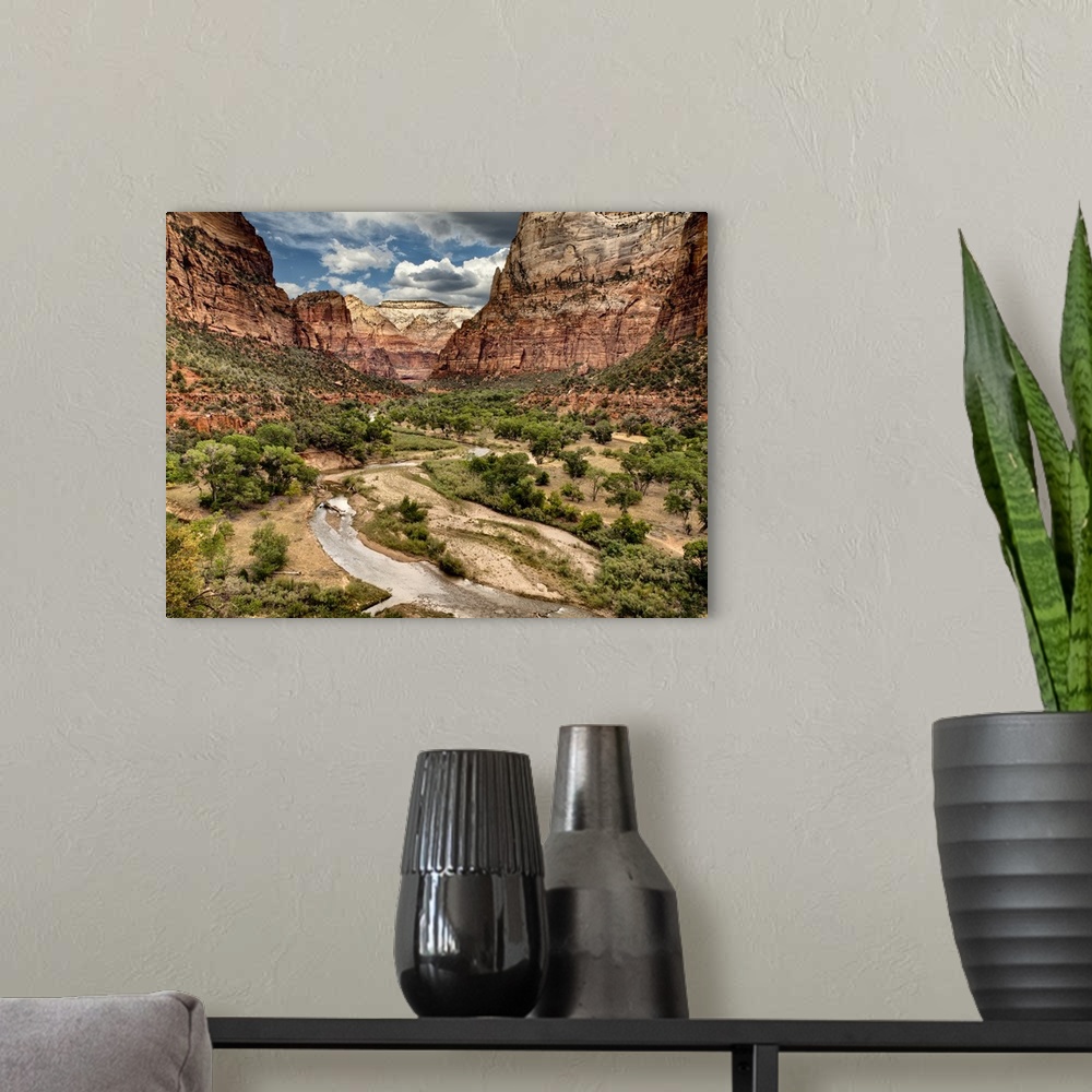 A modern room featuring USA, Utah, Zion National Park, View along the Virgin River